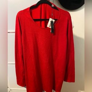 1X Red knitted shirt, sweater like with small slits at the bottom.  Brand-Tahari